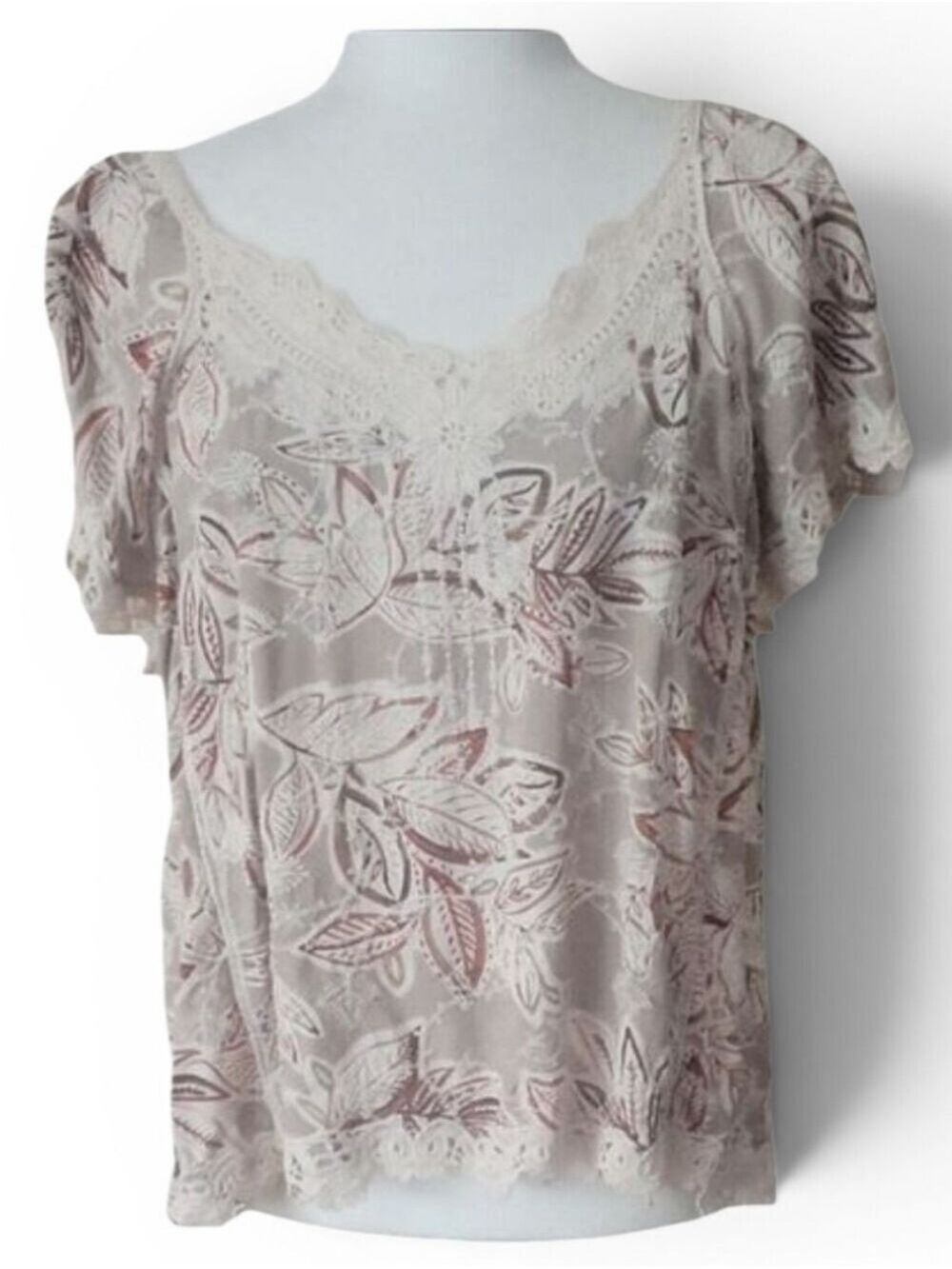 Democracy Floral Lace Top Neutral Large